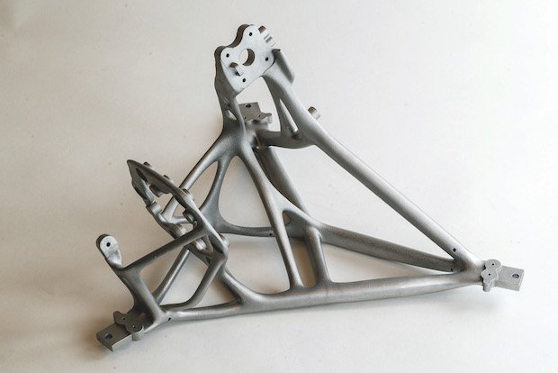 Bracket 3D printed with 3D System's LaserForm ALSi7Mg0.6 aluminium alloy.