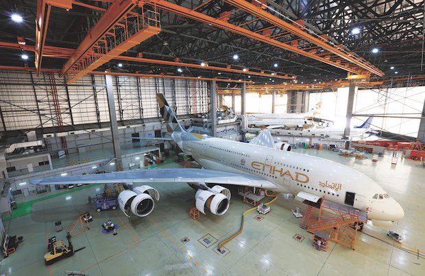 A380 inside hangar
