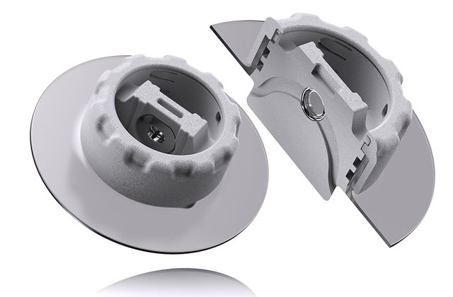 CAD rendering of 3D printed media contact device within a bioreactor