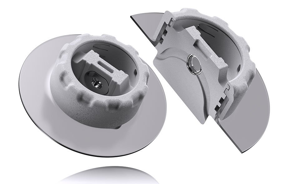 CAD rendering of 3D printed media contact device within a bioreactor