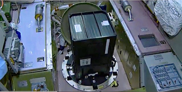 3D printed Mini-EUSO placed on an earth-facing window of the Russian Zvezda module of the ISS.