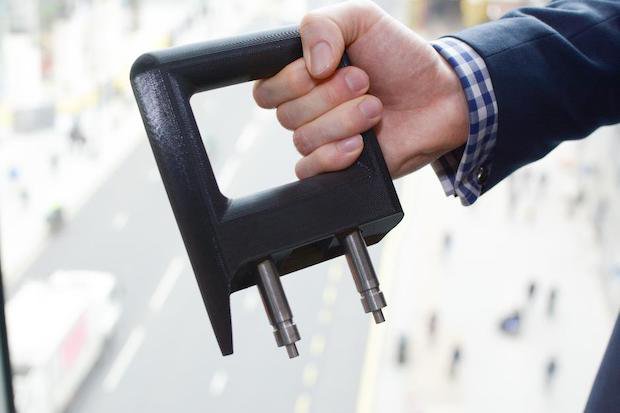 3D printed grab handle produced by Angel Trains, DB ESG and Stratasys.